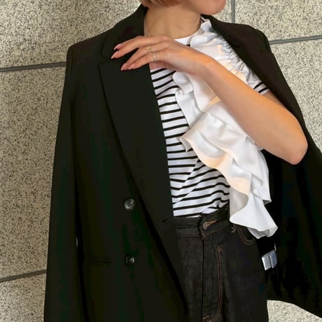アシメフリルドッキングTシャツ(ボーダー)