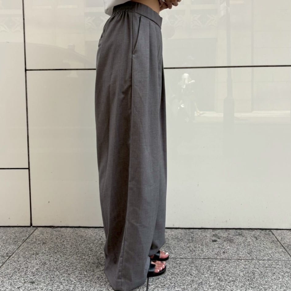 タックストレートワイドパンツ(グレー) | myinemy's STORE