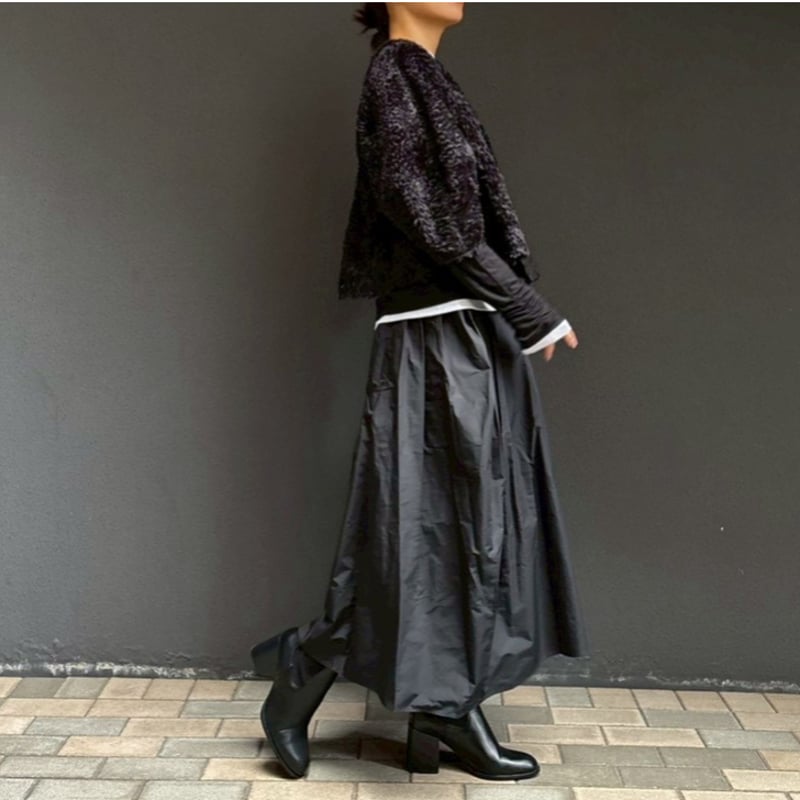 ウール混レイヤードシアーカットソー(ブラック×オフ) | myinemy's STORE