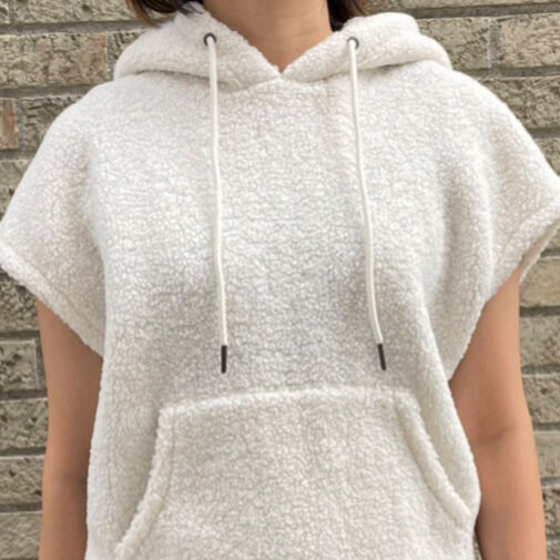 ボア半袖フードパーカー(ホワイト) | myinemy's STORE
