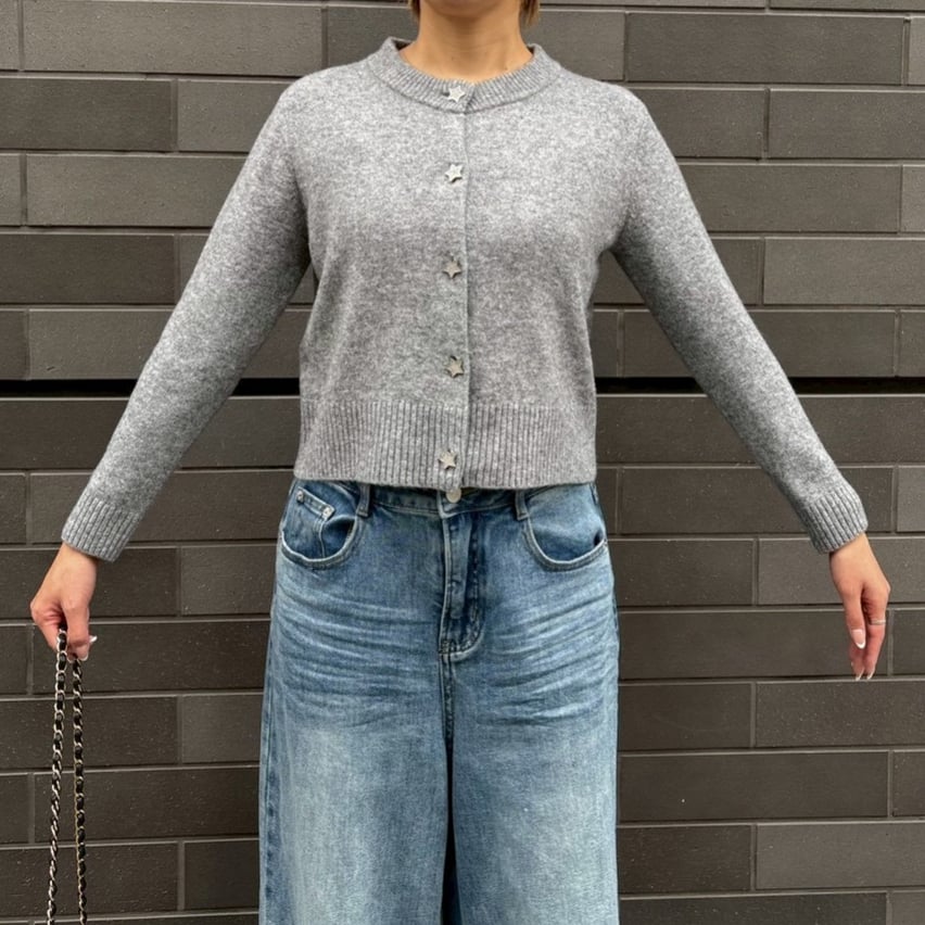 スターボタンニットカーディガン(グレー) | myinemy's STORE