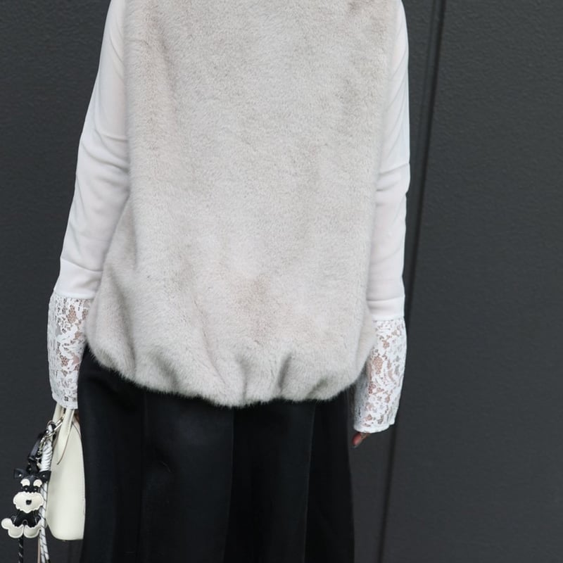 ハイネックファーベスト(ライトグレー) | myinemy's STORE