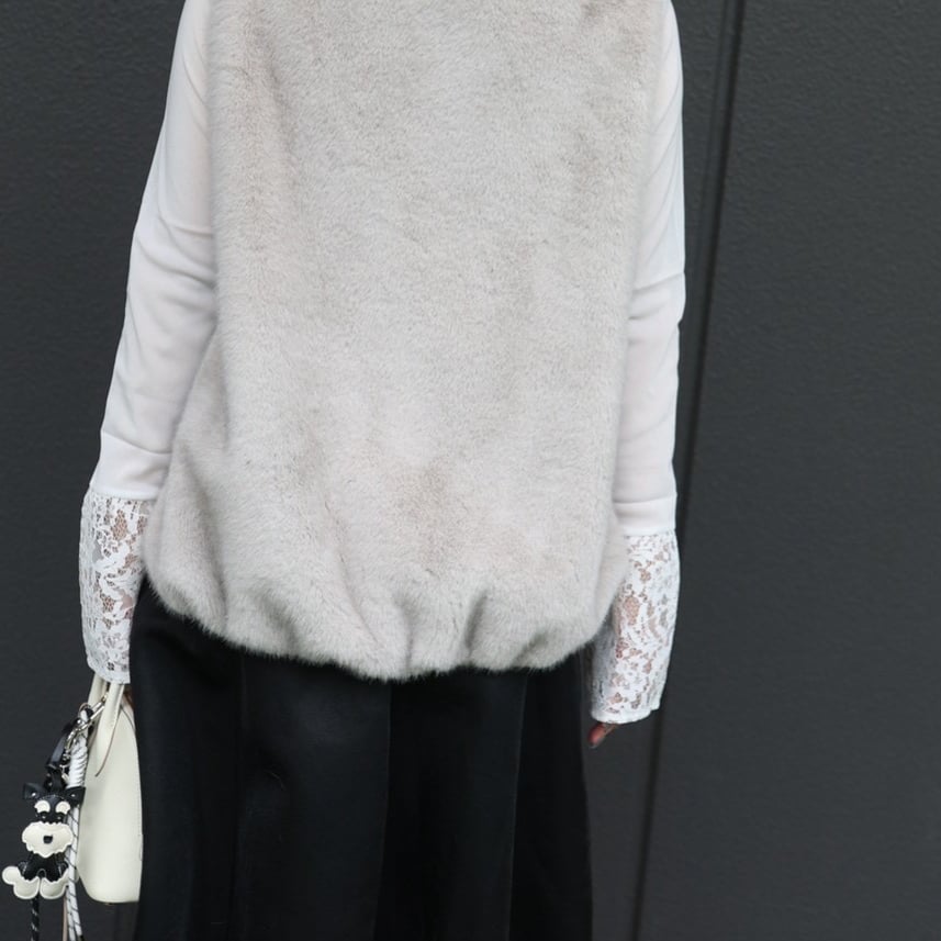 ハイネックファーベスト(ライトグレー) | myinemy's STORE