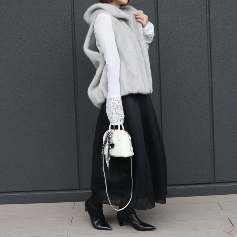 ハイネックファーベスト(ライトグレー) | myinemy's STORE