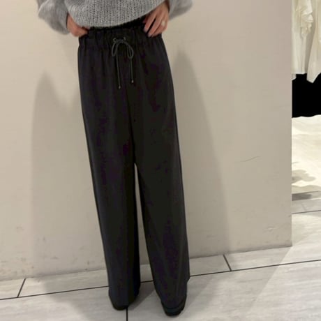 ワイドウェストワイドパンツ(チャコールグレー)