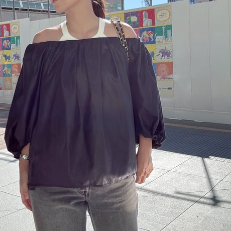 2wayシンプルブラウス(ブラック)