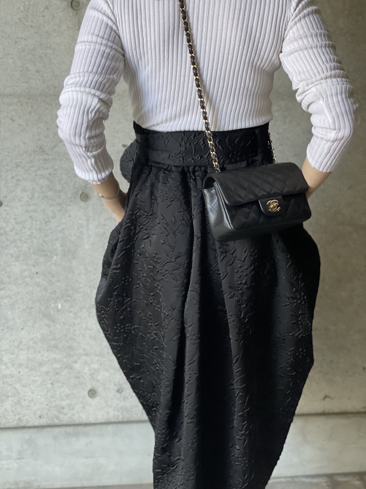 2wayハイウェストリボンデザインスカート (ブラック) | myinemy's STORE