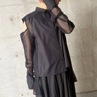 マルチwayアシメトリーメッシュブラウス(ブラック)