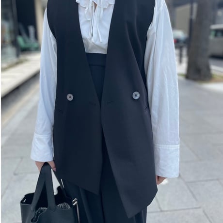 深Vロングベスト(ブラック)