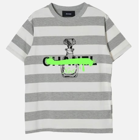 パロディ ボーダーc ユニセックスTシャツ(グレー)