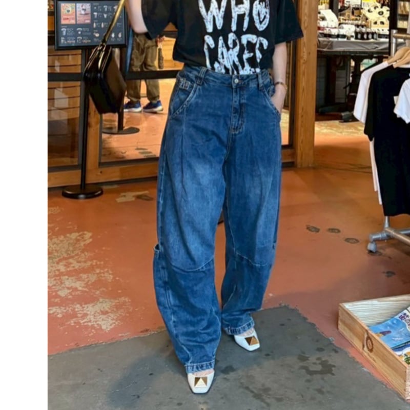 サイドベルトコクーンワイドデニム | myinemy's STORE