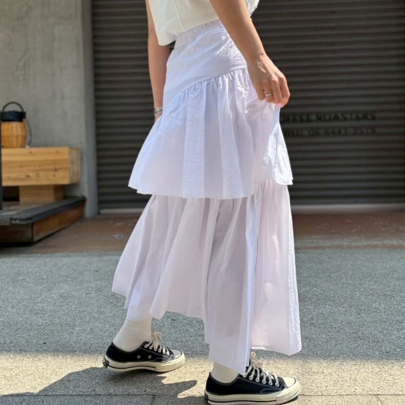 ランダムティアードボリュームスカート(ホワイト) | myinemy's STORE