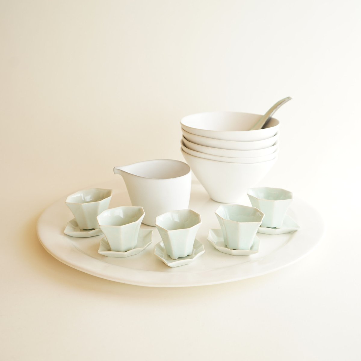 ☆人気陶芸家 安藤雅信 白釉八長角プレート L 【公式通販】