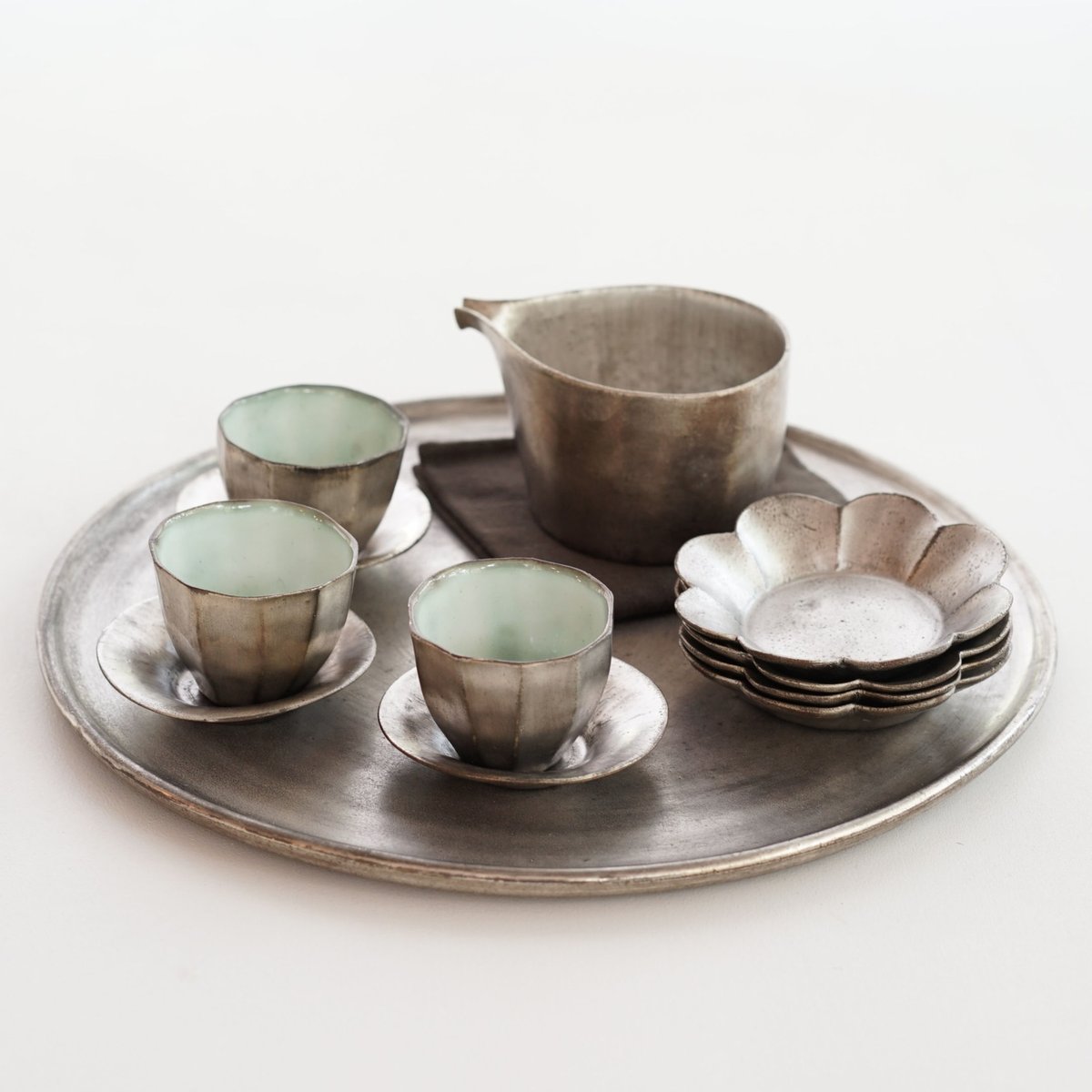 【安藤雅信】 銀彩平皿　2枚組 安藤雅信 銀彩平皿 2枚セット 安藤雅信】銀彩ピューターオランダ皿 S（