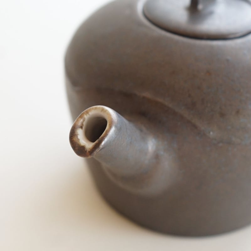 安藤雅信】黒ティーポット 茶こし付（黒錆釉 内：白マット釉