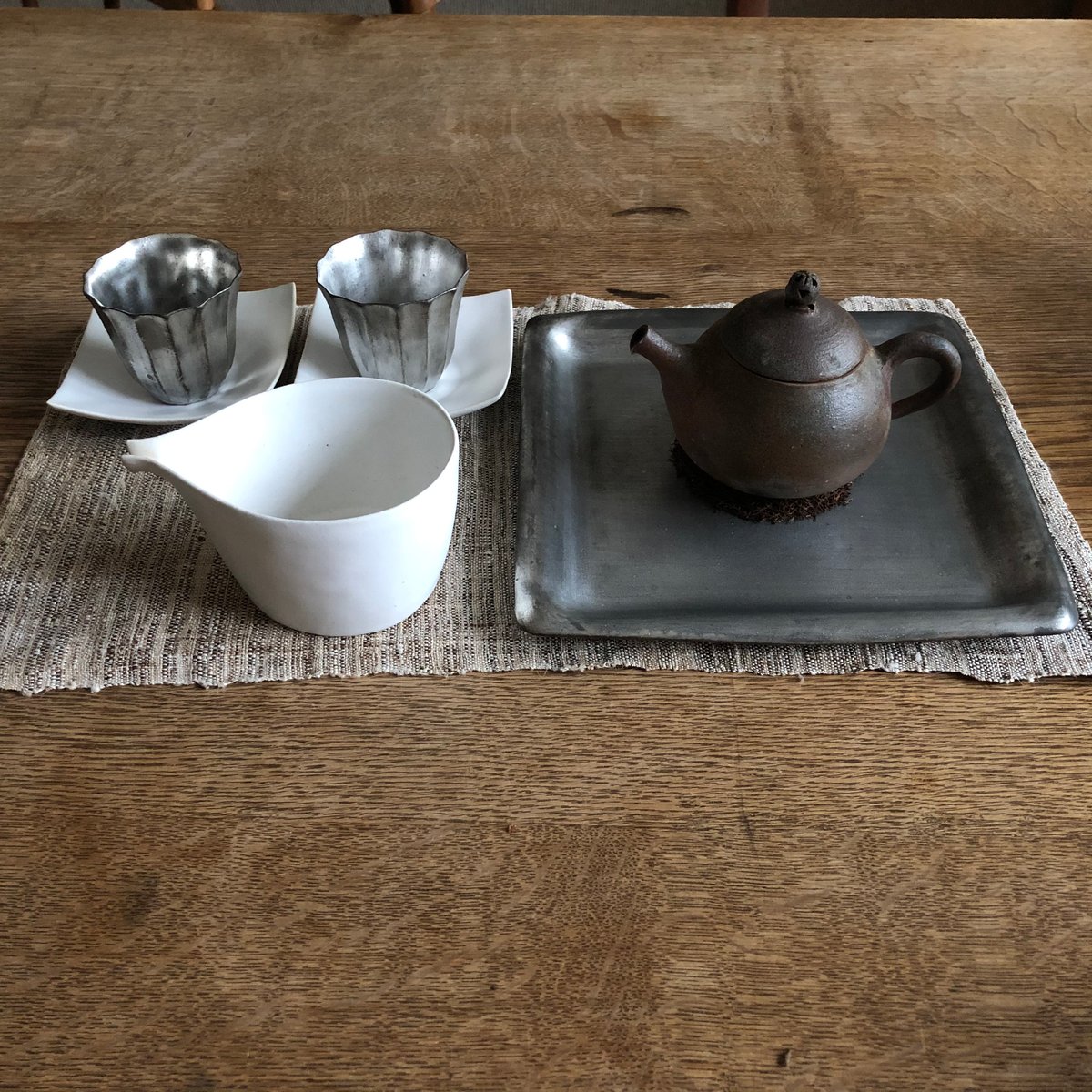 安藤雅信】銀彩ピューター渕丸正角プレート S | ギャルリ百草 online store