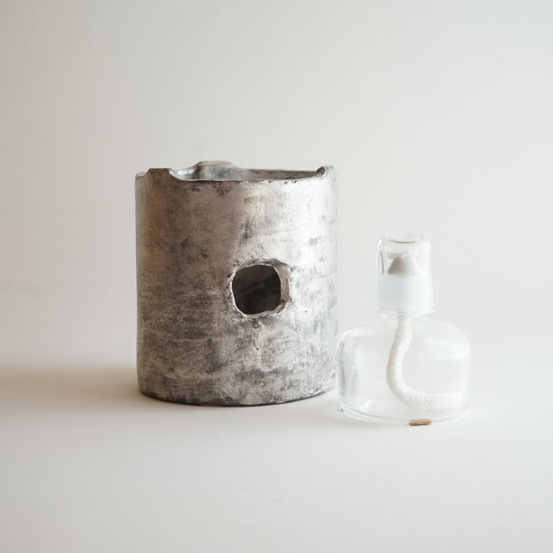 安藤雅信】涼炉 耐熱銀彩 丸シンプル (アルコールランプ付 安藤雅信】涼炉 耐熱銀彩 丸シンプル (アルコールランプ付