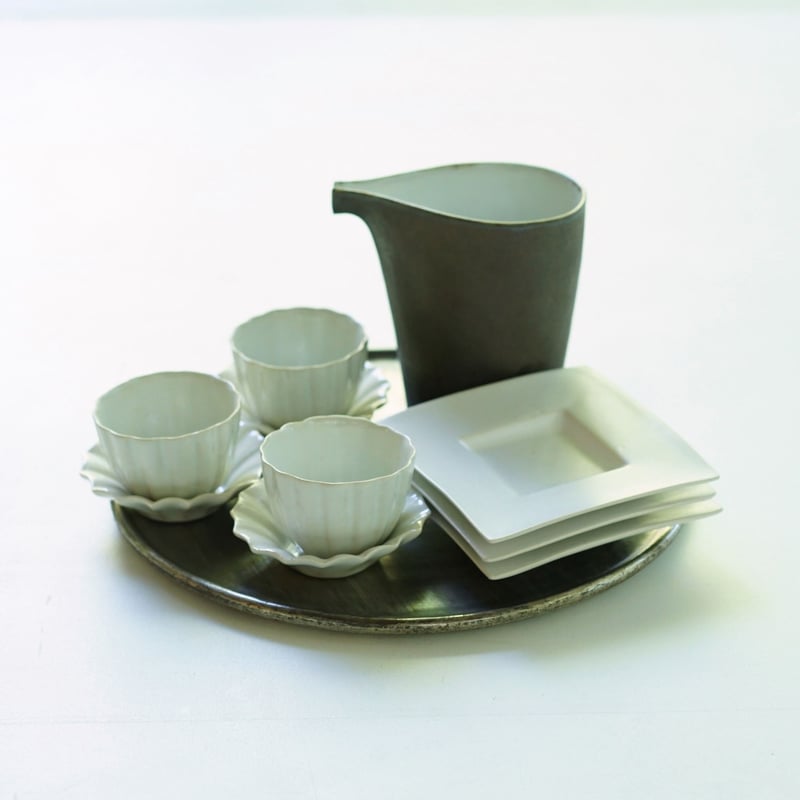 安藤雅信】黒銀彩丸渕平皿 八寸 | ギャルリ百草 online store