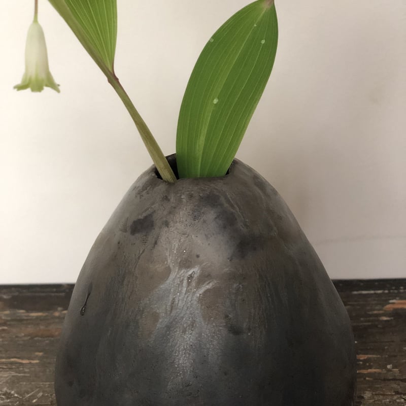 本物 安藤雅信 花器 ギャルリ百草 安藤雅信】花器（黒錆） | ギャルリ