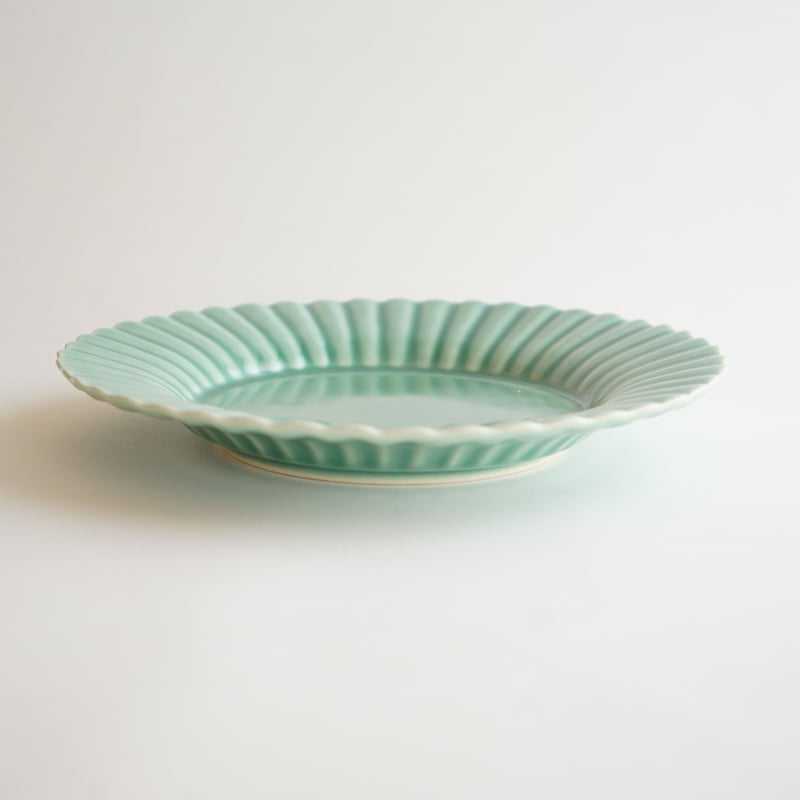 安藤雅信】花萌葱釉オランダ花形皿 L（花萌葱釉） | ギャルリ百草