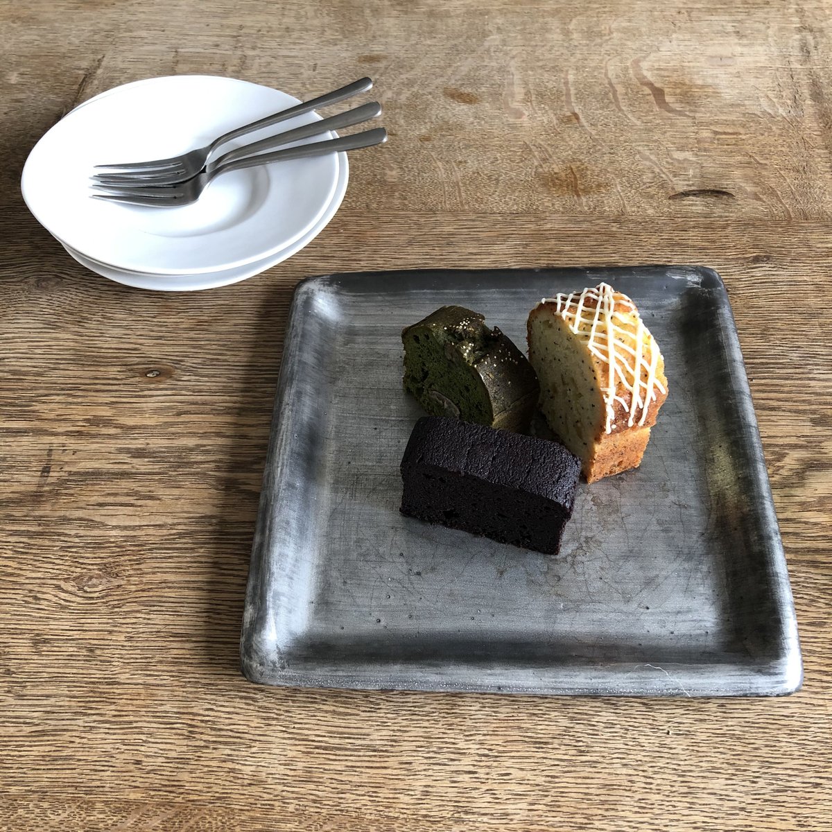 安藤雅信】銀彩ピューター渕丸正角プレート M（銀彩） | ギャルリ百草