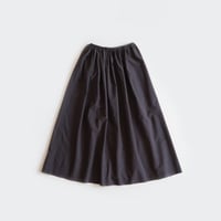 【安藤明子】フレアゴムスカート　強撚綿　墨黒/オフホワイト　サイズ1・2