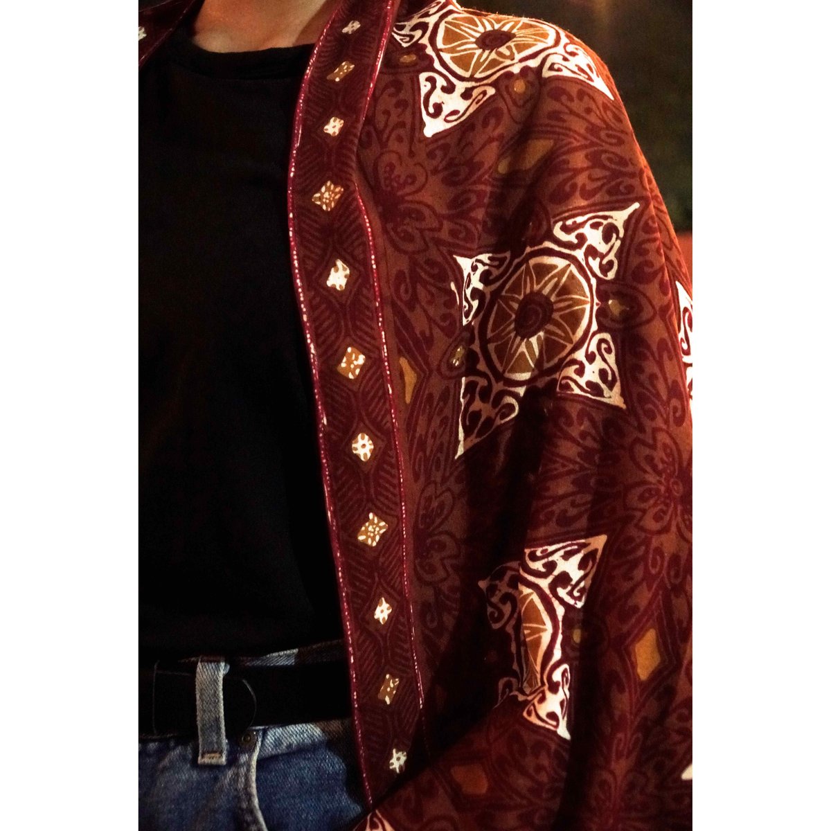 【新品未使用】rajabrooke BATIK STOLE M BROWN 新品未使用】rajabrooke BATIK STOLE M BROWN 新品未使用