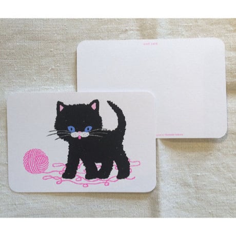 オリジナルポストカード・黒ネコと毛糸・2枚