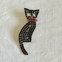 チェコのガラスブローチ149・黒ねこ
