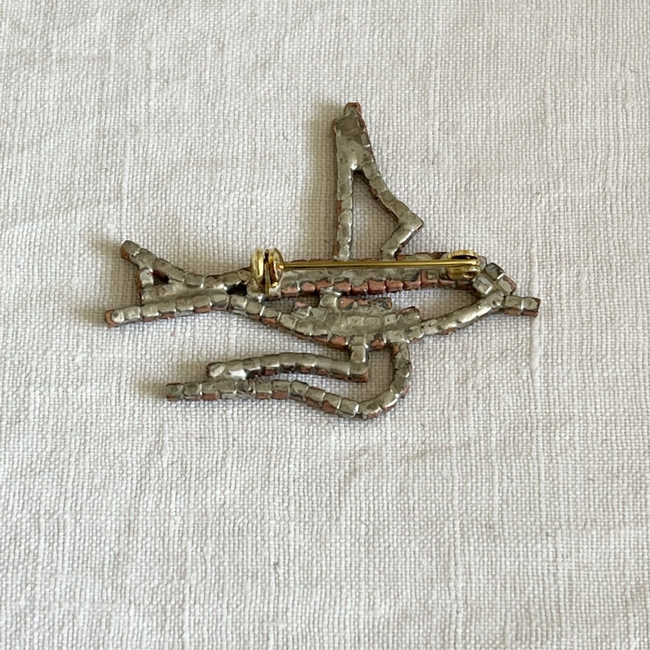 アンティークブローチ three swarrow/ツバメ ペーストガラス チェコのガラスブローチ151・ツバメ (ブルー) | Biscuit web store