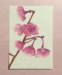 Post Card_ さくら　　　　　　　　　【 Hand Print card_ Sakura 】