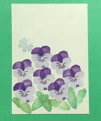 Post Card_ ビオラ（紫）　　　　　　　【 Hand Print card_ viola_violet 】