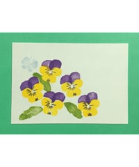 Post Card_ ビオラ（黄）　　　　　　　【 Hand Print card_ viola_violet 】