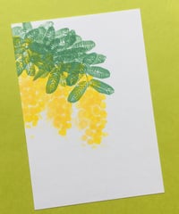 Post Card_ ミモザ　　　　　　　　　【 Hand Print card_ mimosa 】