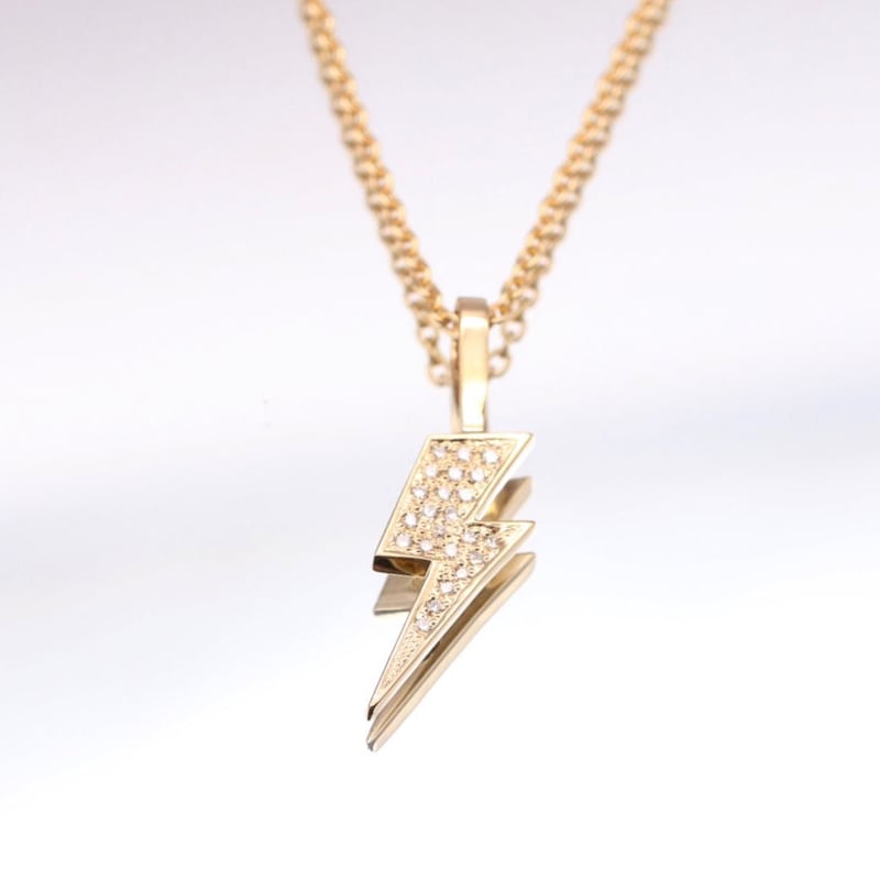 K18 Lightning Bolt Diamond Pendant Top | LUXI
