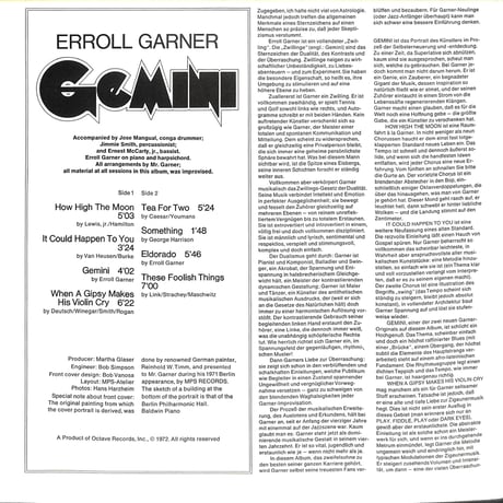 エロル・ガーナー / Gemini［※輸入盤,生産国:Germany,品番:68 054］(LPレコード)