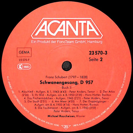 ペーター・アンダース / Schubert:Lider In Dokument Arischen Aufnahmen [※輸入盤,生産国:Germany,品番:23 570,3枚組］(LPレコード)