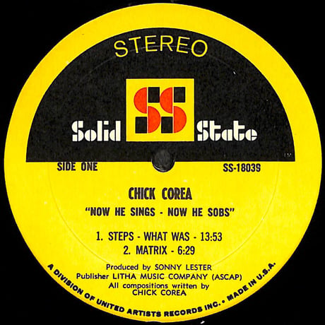 チック・コリア / Now He Sings, Now He Sobs [※輸入盤,生産国:US,品番:SS 18039］(LPレコード)