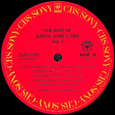 アース・ウィンド・アンド・ファイアー / ベスト･オブ･アース･ウィンド&ファイアー [※国内盤,品番:25AP 1190］(LPレコード)