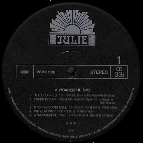 沢田研二 / ア・ワンダフル・タイム [※国内盤,品番:28MX 1100］(LPレコード)