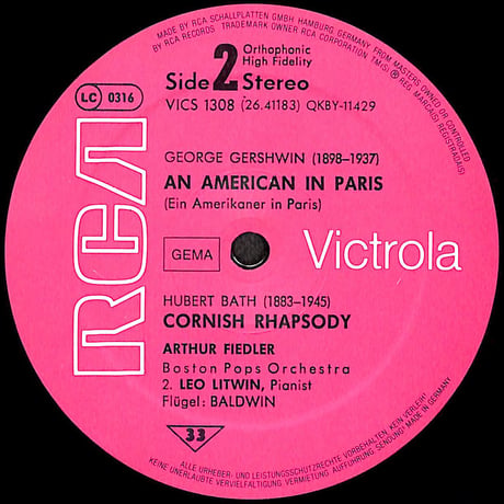 ガーシュウィン 他 / Rhapsody In Blue / Ein Amerikaner In Paris 他 [※輸入盤,生産国:Germany,品番:VICS 1308］(LPレコード)