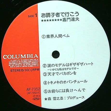 嘉門達夫 / お調子者で行こう［※国内盤,品番:AF-7352］(LPレコード)
