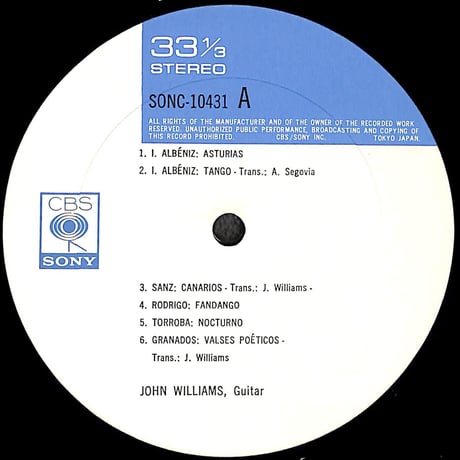 ジョン・ウィリアムズ / John Williams Plays Spanish Music [※国内盤,品番:SONC 10431］(LPレコード)