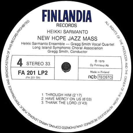 グレッグ・スミス / Heikki Sarmanto:New Hope Jazz Mass [※輸入盤,生産国:Finland,品番:FA 201 LP2,2枚組］(LPレコード)
