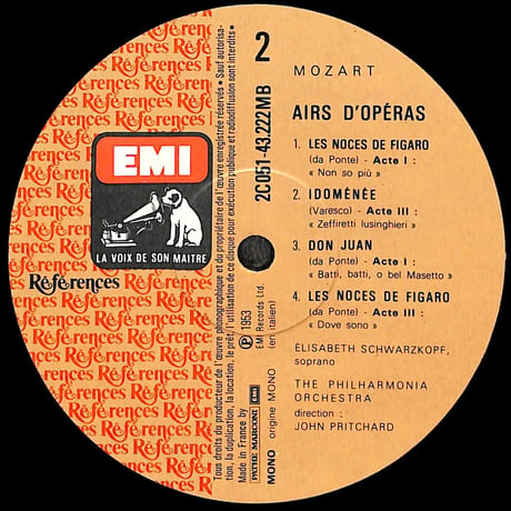 モーツァルト,エリーザベト・シュヴァルツコップ / Airs D'Opéras [※輸入盤,生産国:France,品番:2C051-43.222］(LPレコード)