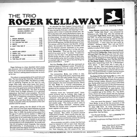ロジャー・ケラウェイ / The Roger Kellaway Trio（US PRESTIGE STEREO,PRST7399）（LPレコード）