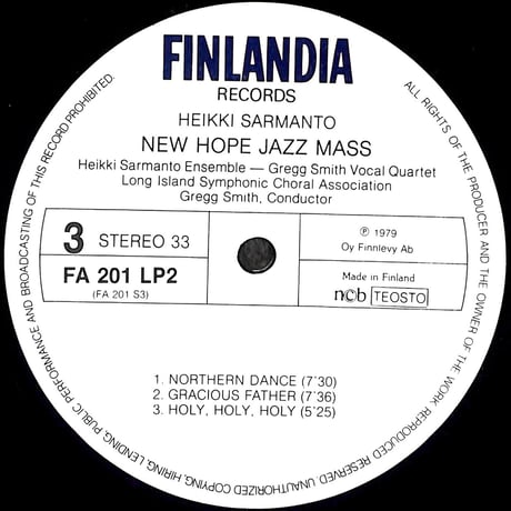 グレッグ・スミス / Heikki Sarmanto:New Hope Jazz Mass [※輸入盤,生産国:Finland,品番:FA 201 LP2,2枚組］(LPレコード)