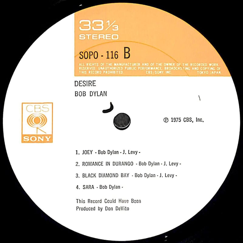 ボブ・ディラン / 欲望 [※国内盤,品番:SOPO 116］(LPレコード) | Books