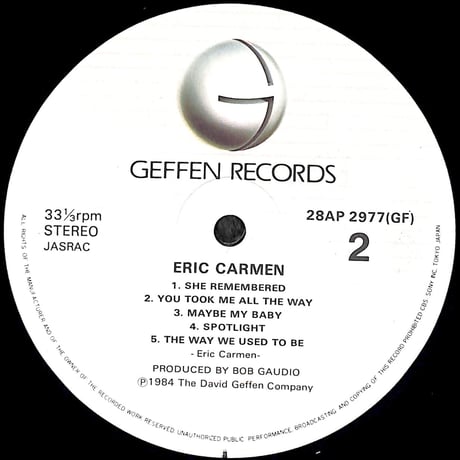 エリック・カルメン / エリック・カルメン [※国内盤,品番:28AP 2977］(LPレコード)