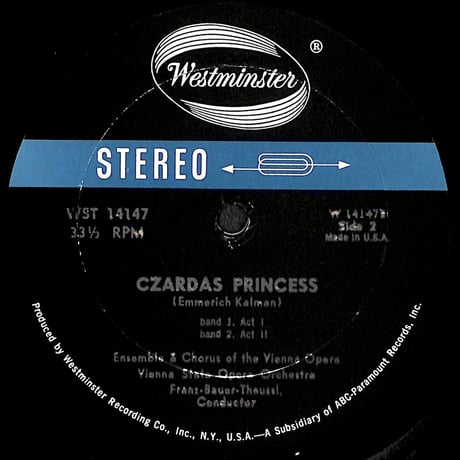 エメリッヒ・カールマン / Countess Mariza, Czardas Princess [※輸入盤,生産国:US,品番:WST 14147］(LPレコード)